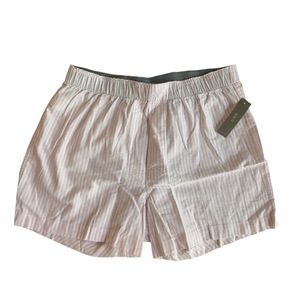 J Crew Boxer Short in Broken-in Organic Cotton Oxford Pink Stripe Mens Size M - Picture 1 of 4